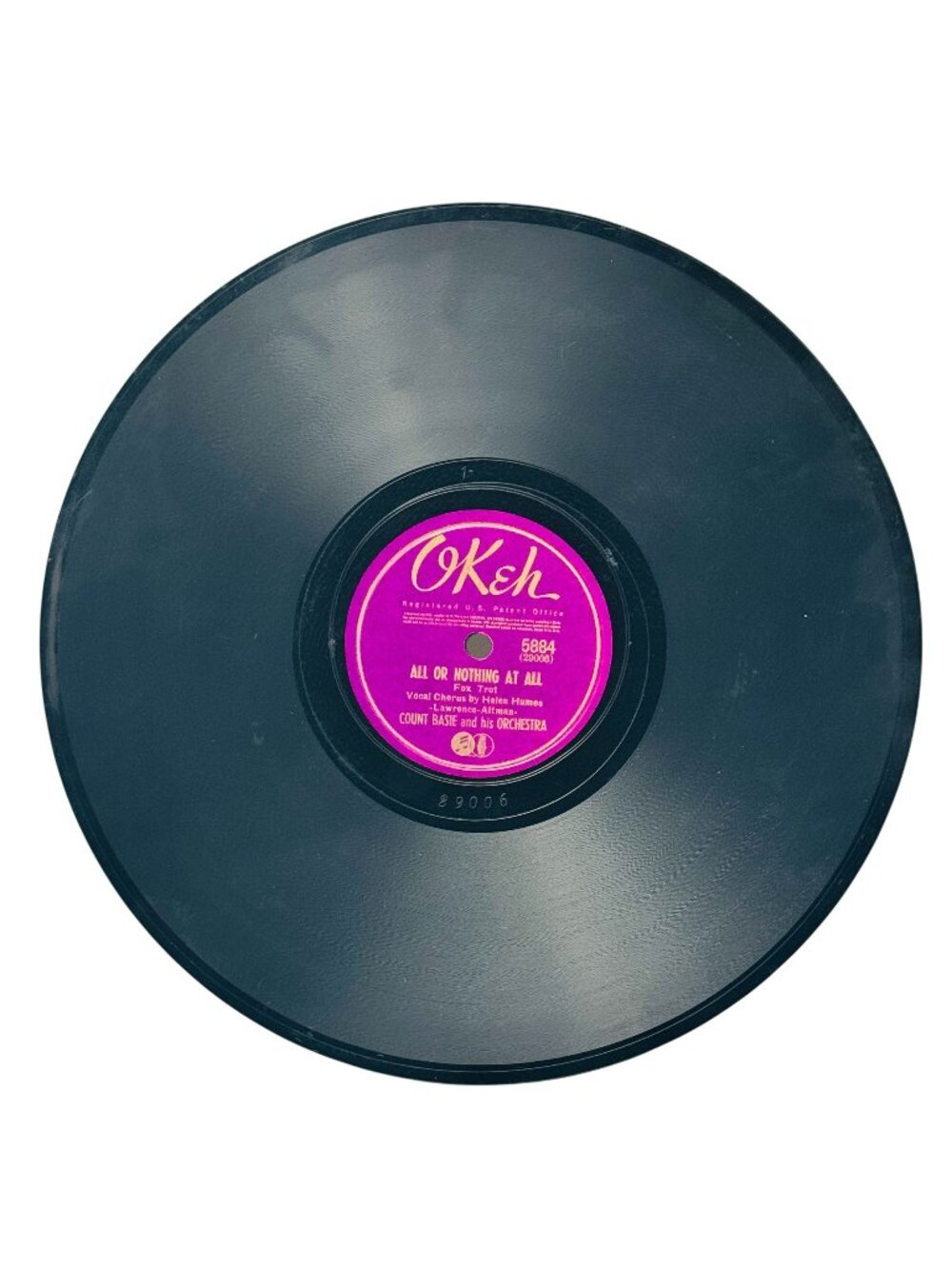 Count Basie All Or Nothing At All 10-Inch Shellac 78 RPM OKeh Records 5884 VG+
